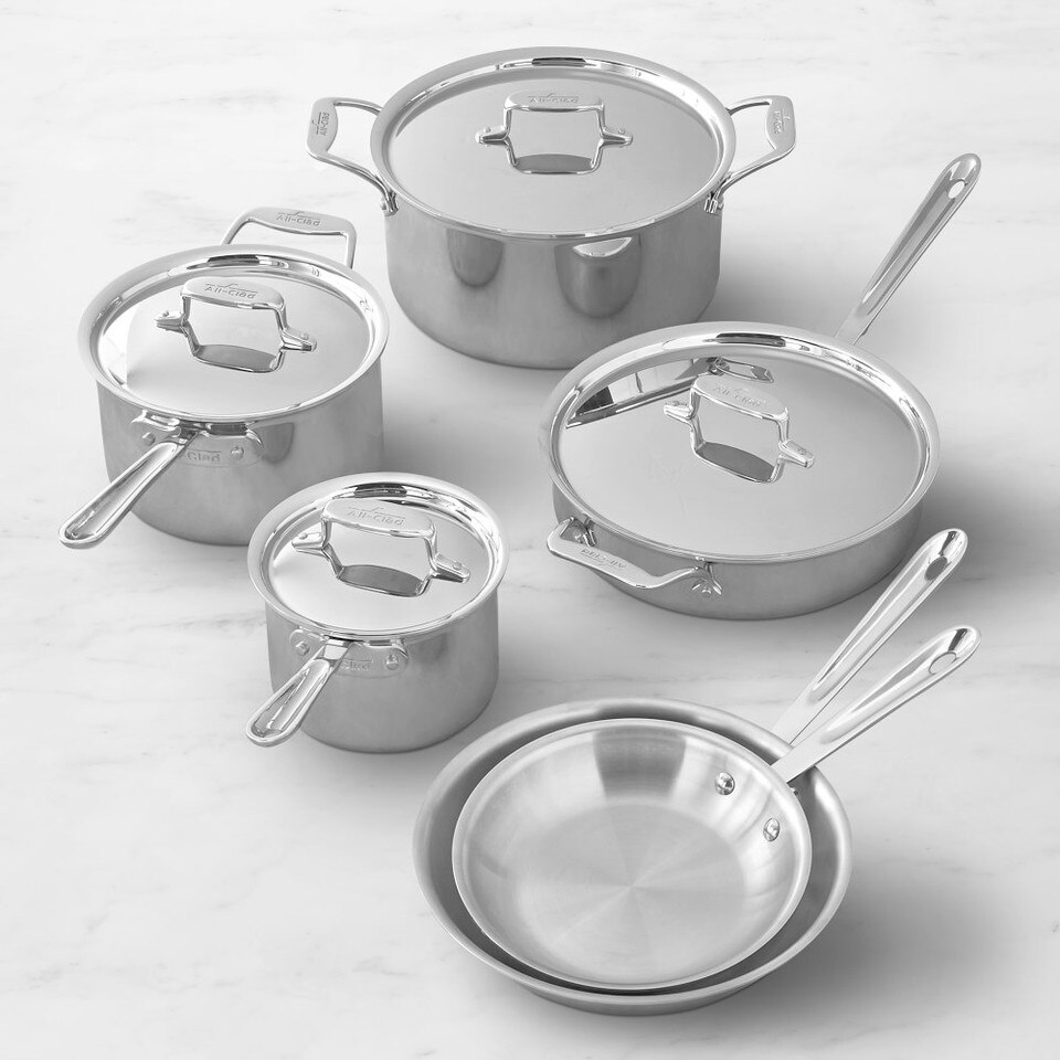 AllClad d5 StainlessSteel 10Piece Cookware Set Williams Sonoma